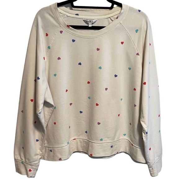 WILDFOX- Womens Cream Pastel Heart Print Pullover Cozy Sweatshirt, Plus Size XXL - Picture 2 of 10